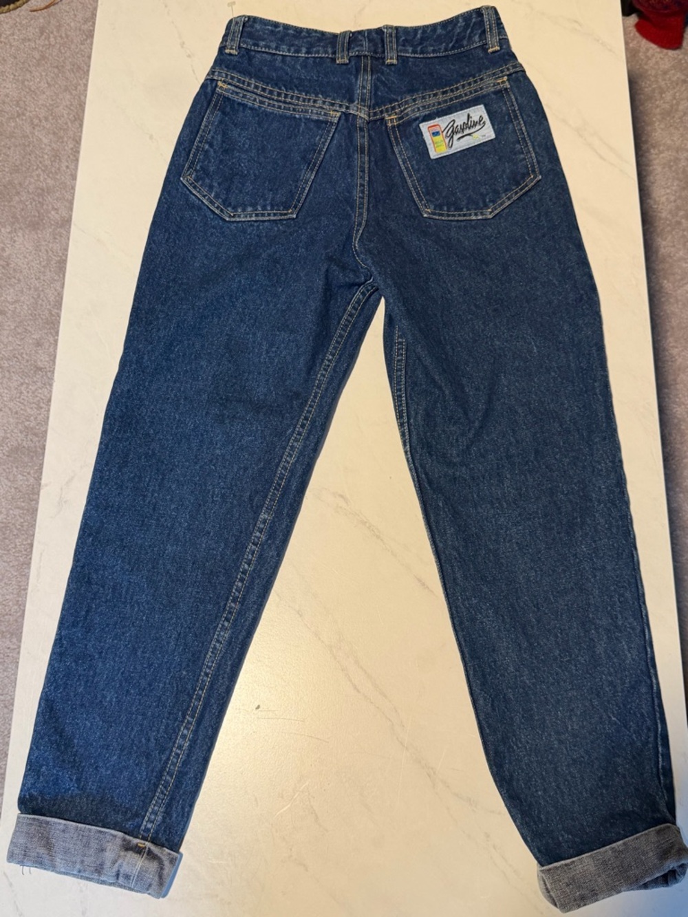 Gasoline 1980s Blue Denim Shorts with Logo Patch